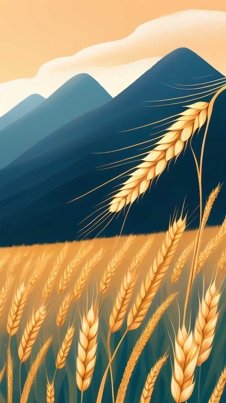 唯美小清新麦穗白露风景原创插画海报背景