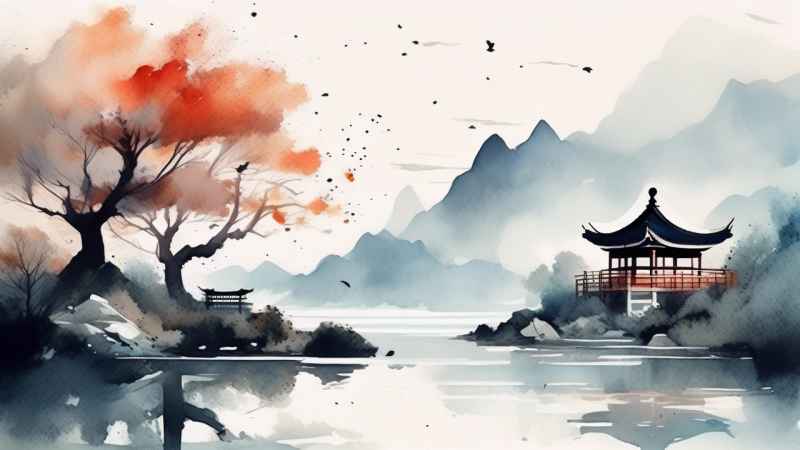 国潮山水画插画背景 23