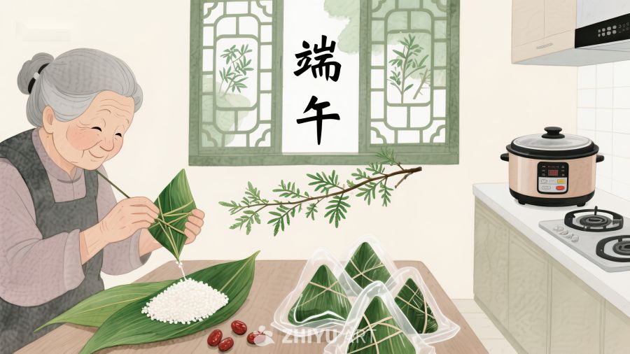 端午节包粽子的温馨场景 33