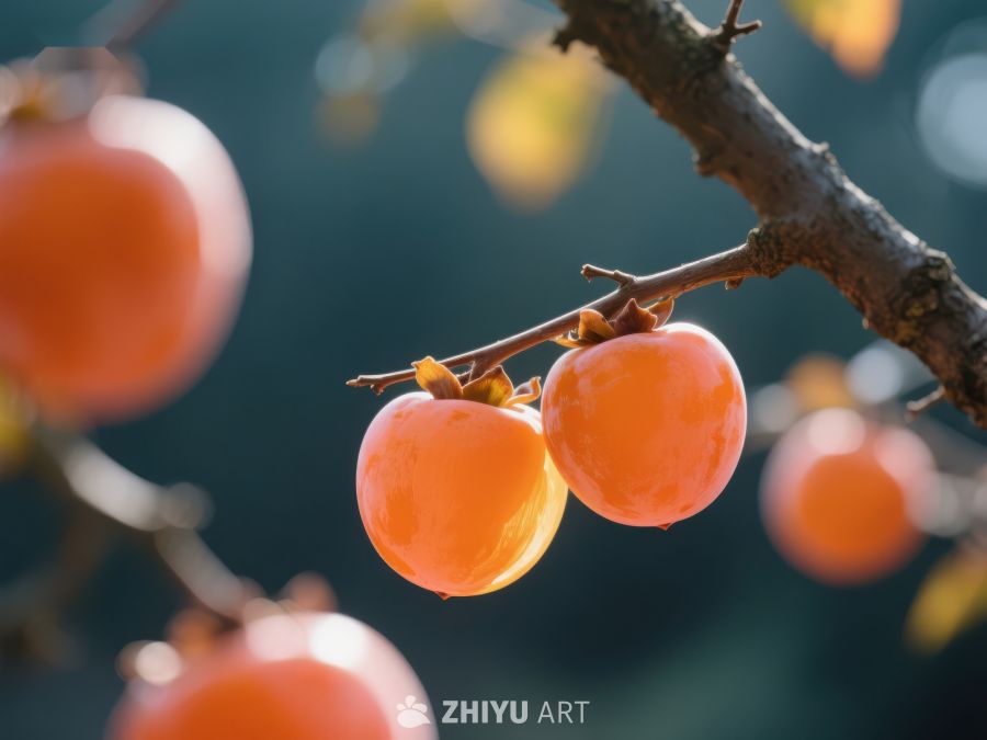 枝头挂满橙红柿子 795