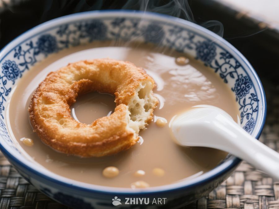 热腾腾的豆浆配油条 963