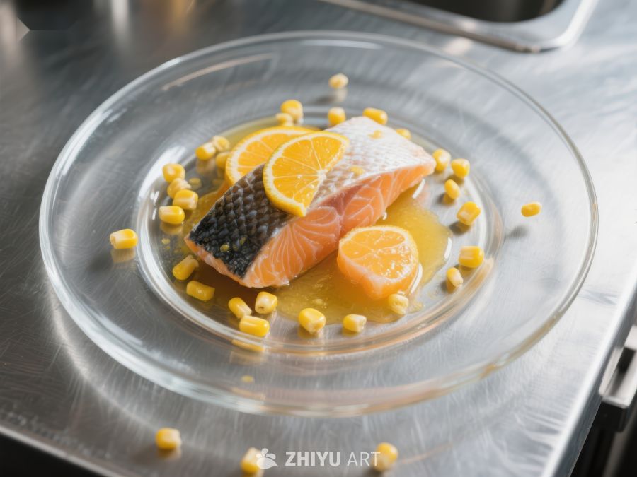 橙香三文鱼配玉米粒 82