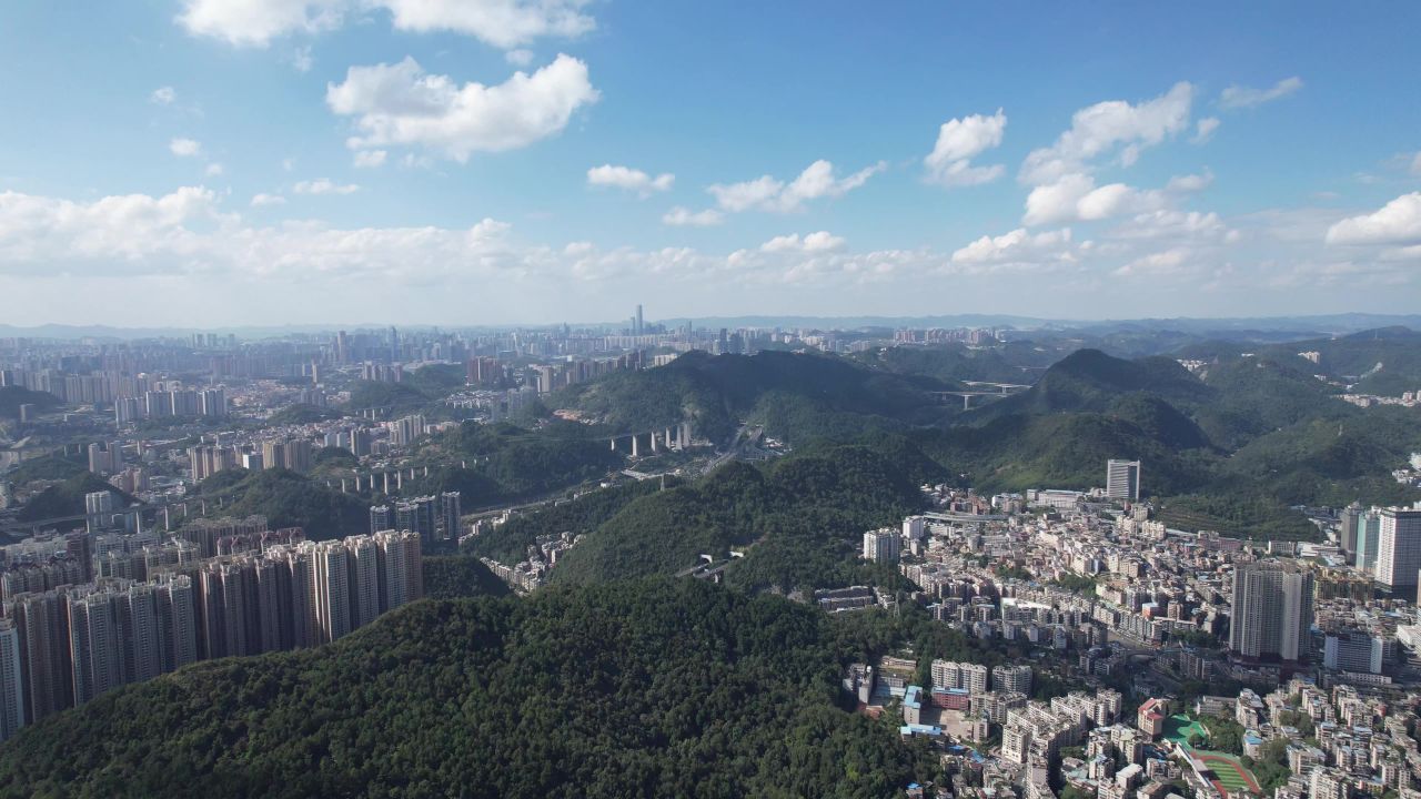 贵州贵阳城市风光航拍 