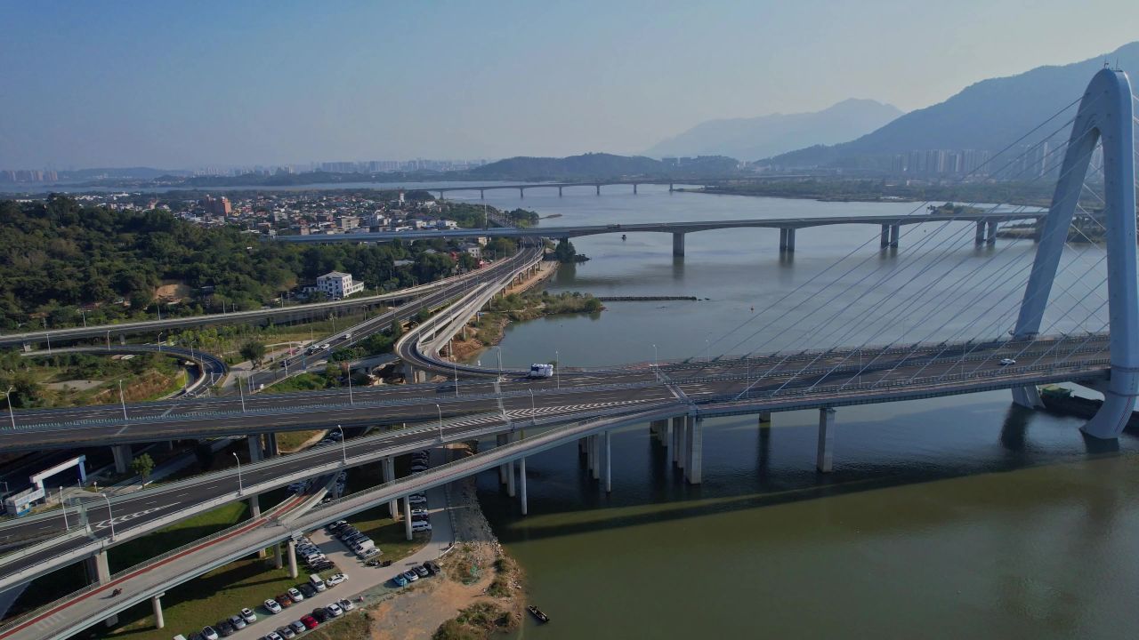 航拍福州白龙洲大桥景观