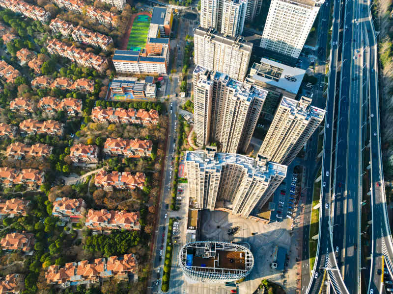 城市小区住宅别墅航拍摄影图