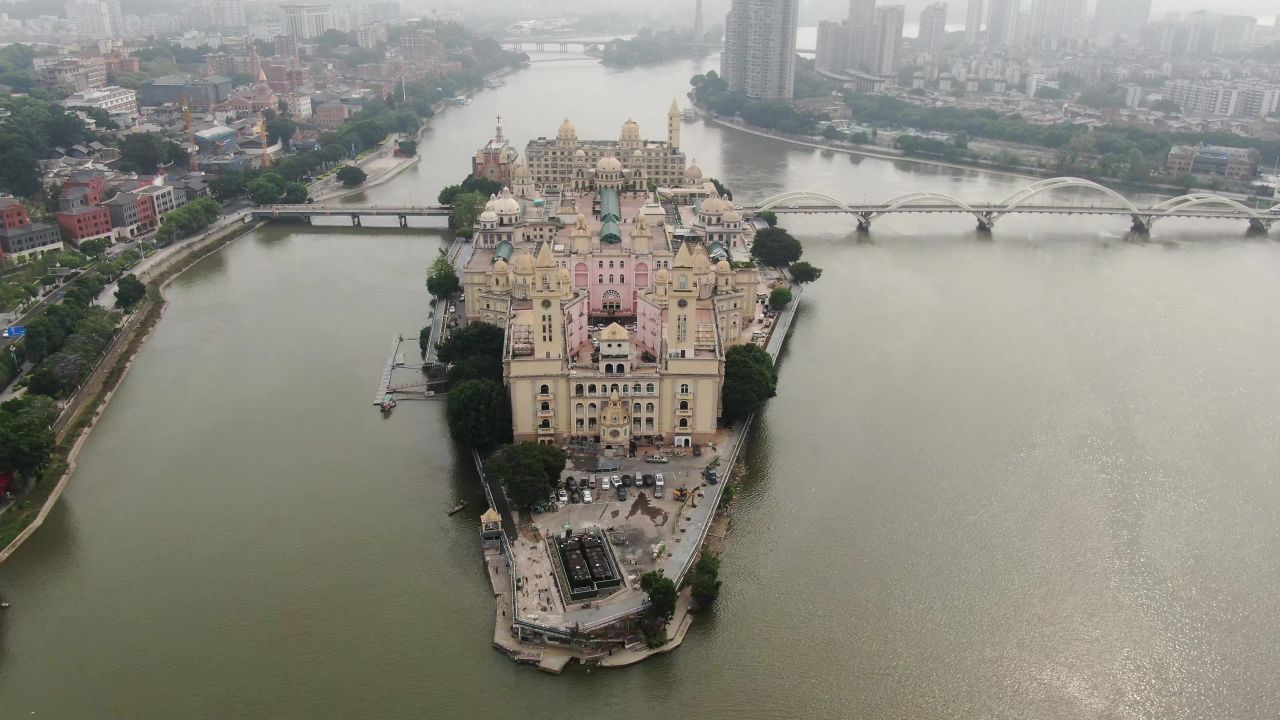  福州闽江风光交通航拍桥梁