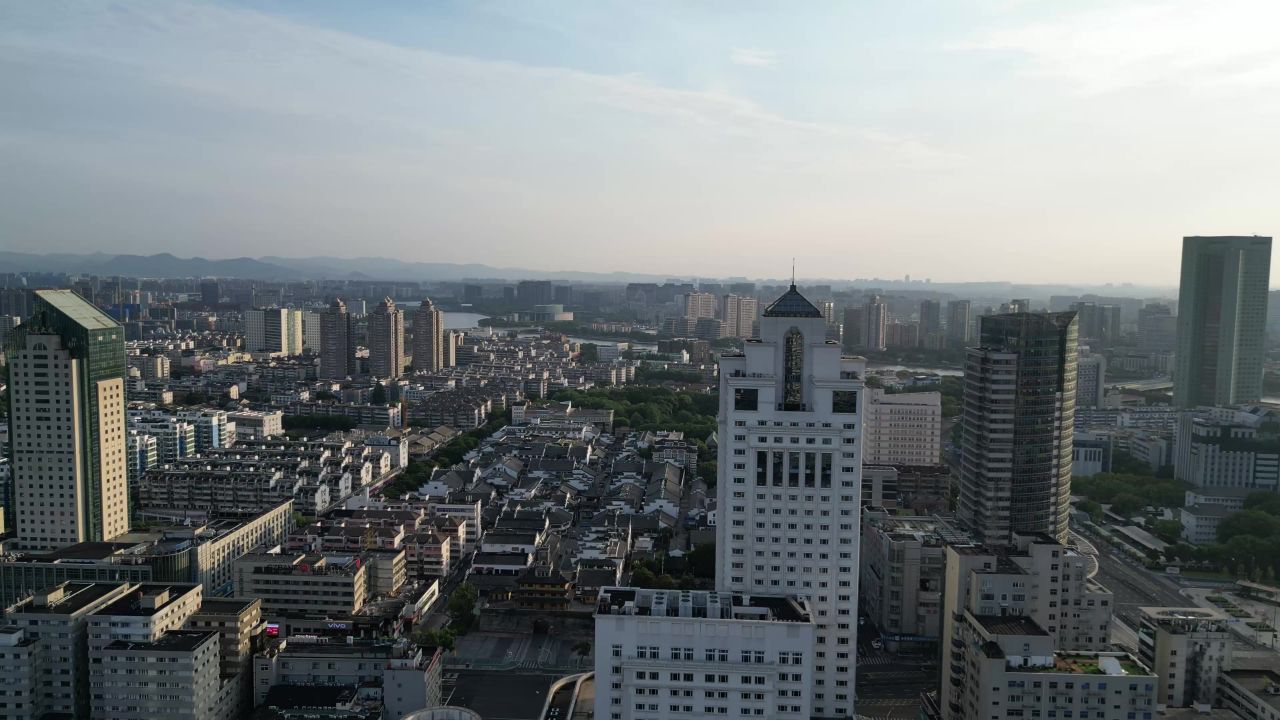 航拍浙江宁波建设宁波风光