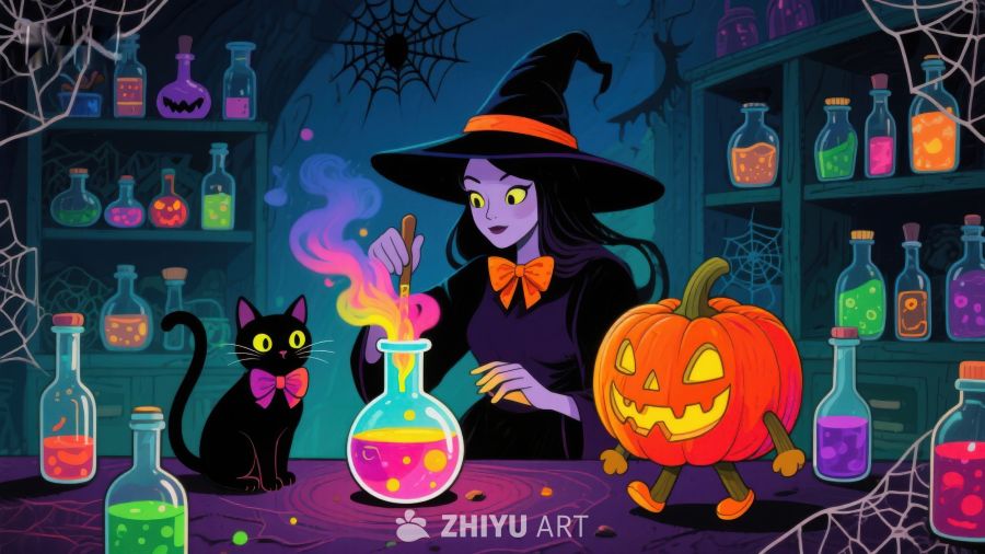 万圣节女巫与魔法实验