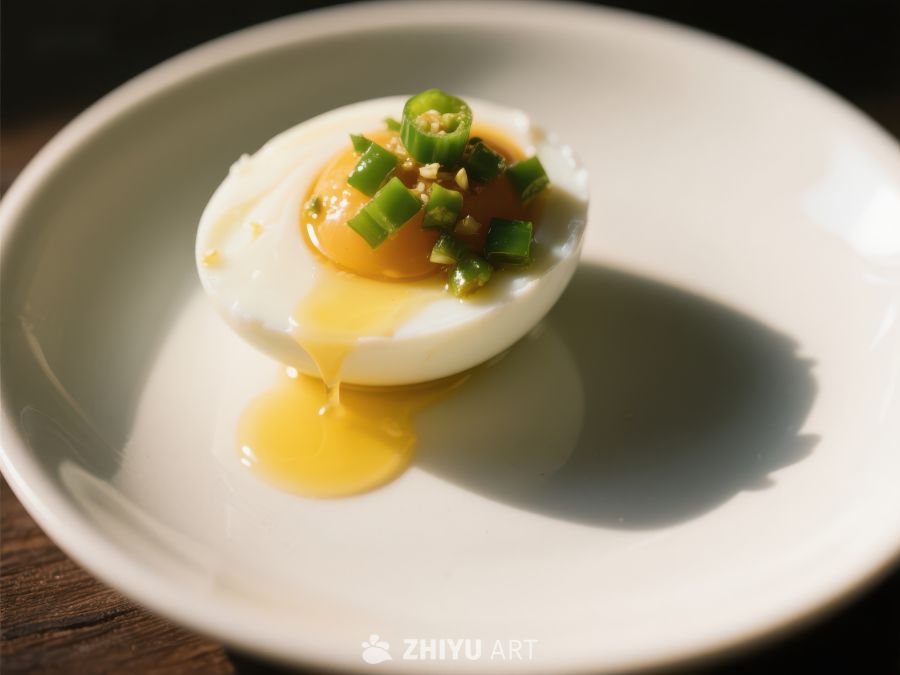 半熟鸡蛋配青椒点缀 7