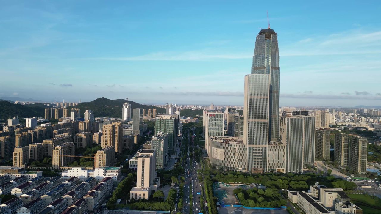  航拍台州市府大道天盛中心