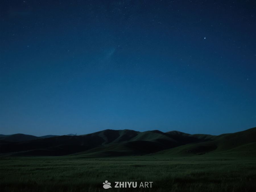 夜空下的宁静山丘 355