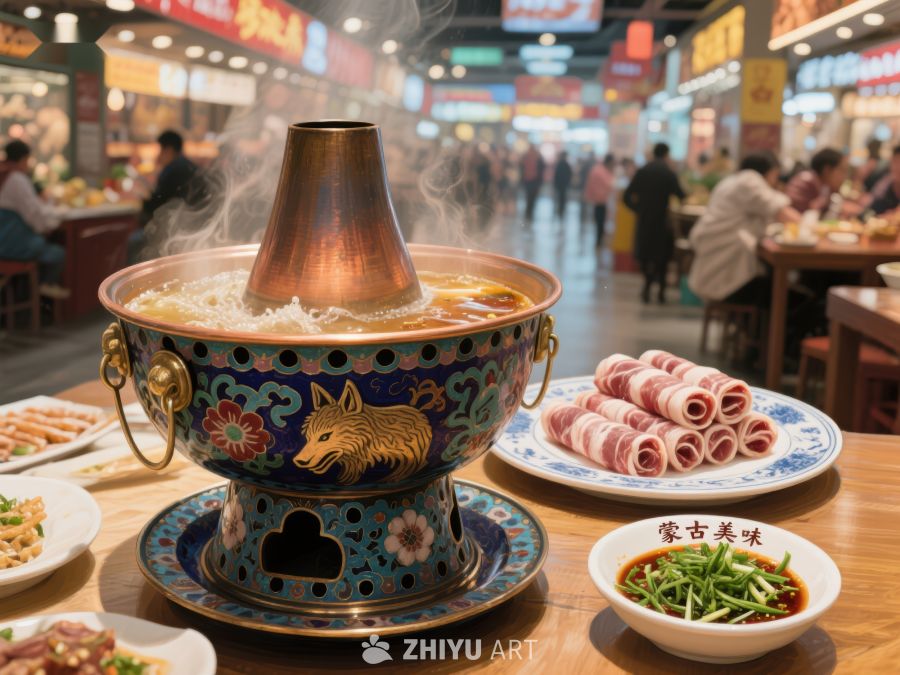 热气腾腾的火锅与食材 543