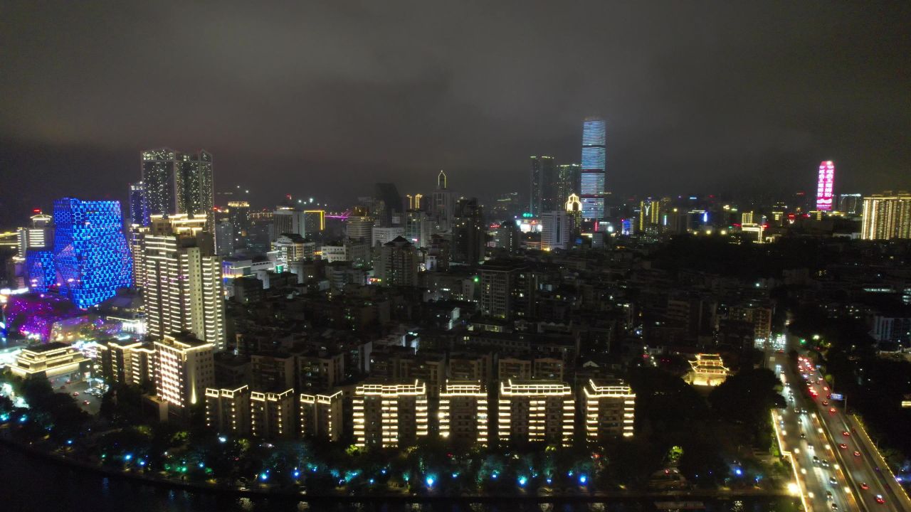 柳州城市夜景灯光航拍