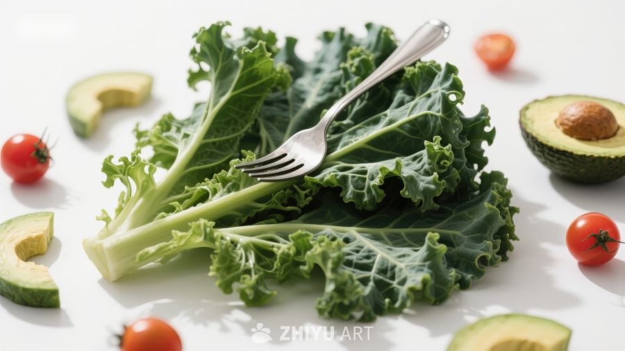 新鲜蔬菜与餐具摆拍