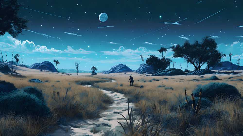 月亮插画夜景
