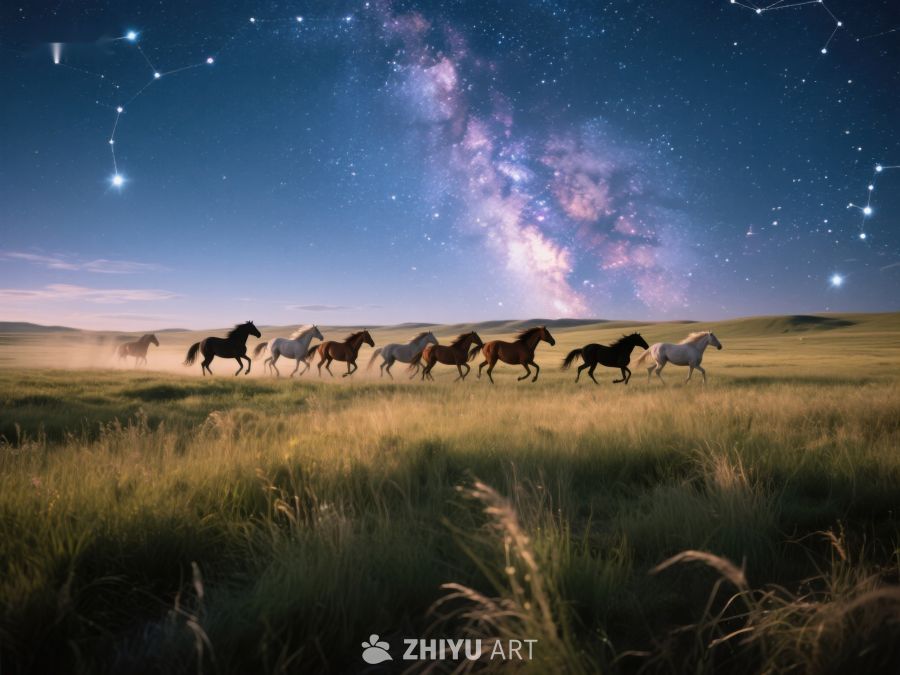 夜空下奔跑的马群 282