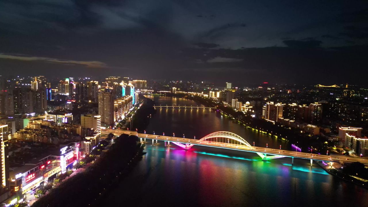  航拍江西赣州城市风光章江大桥