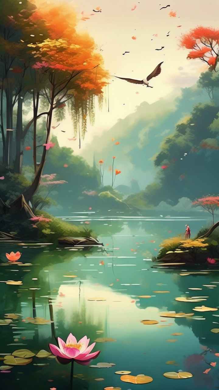 国风水墨山水画简约风格插画 88