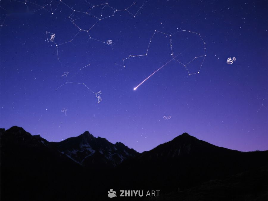 夜空流星划过，群山静谧 258