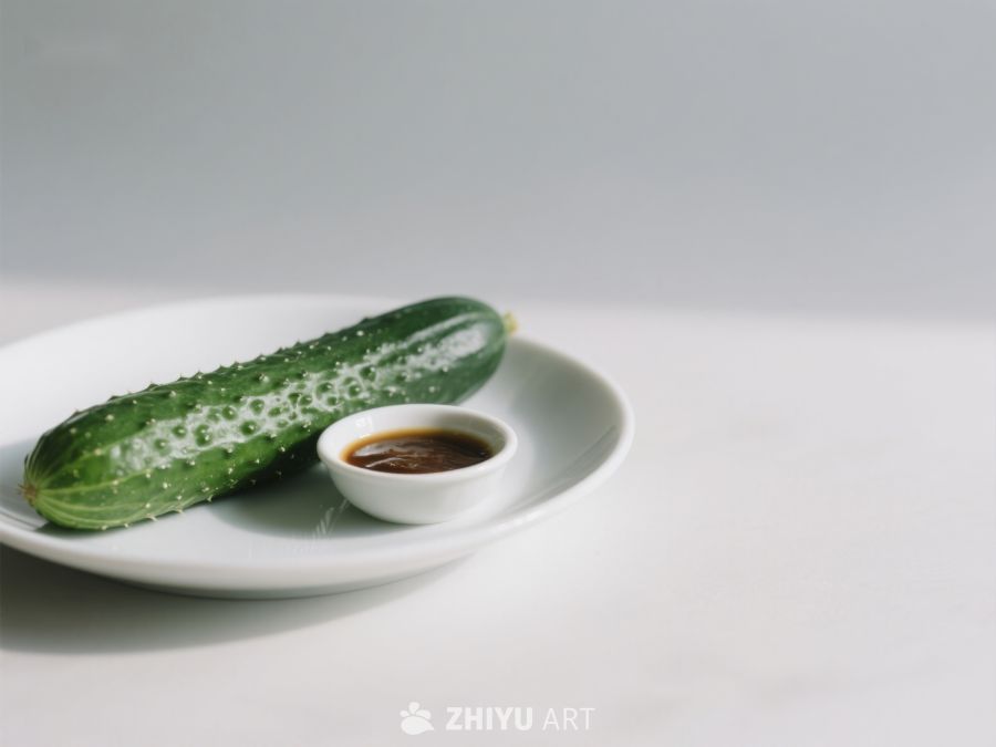 黄瓜与酱碟的简洁摆盘 150