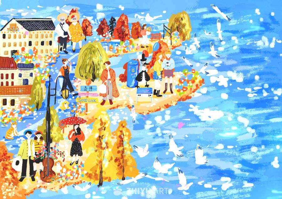 原创治愈插画作品素材四季节气节日自然 78