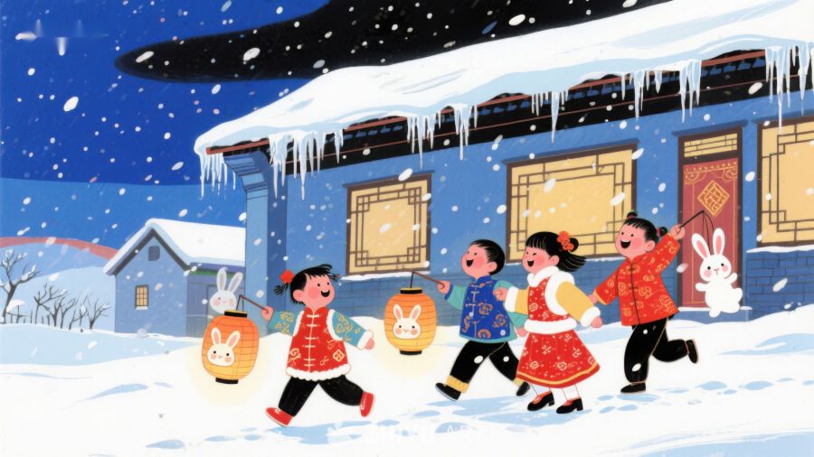 雪中欢庆：孩子们提灯笼迎新春 142