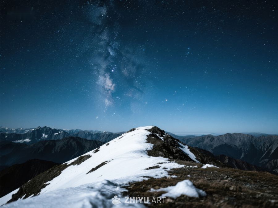 雪山之巅的星空夜景 242