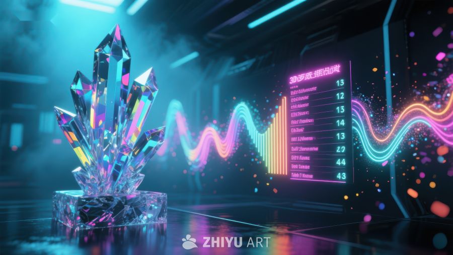 未来科技水晶与数据波形展示 697