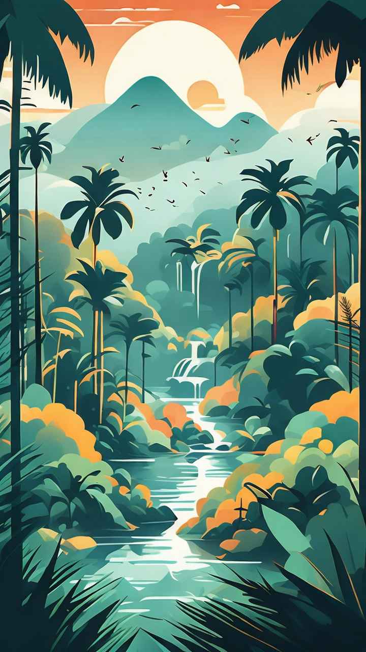 俯瞰热带雨林概念插画 8