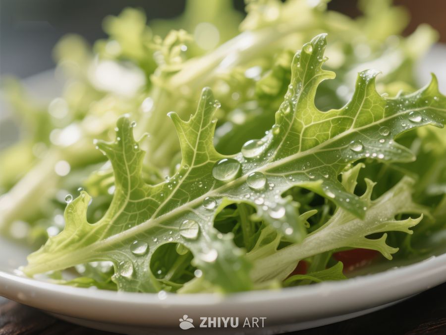 新鲜生菜上的水珠特写 1702