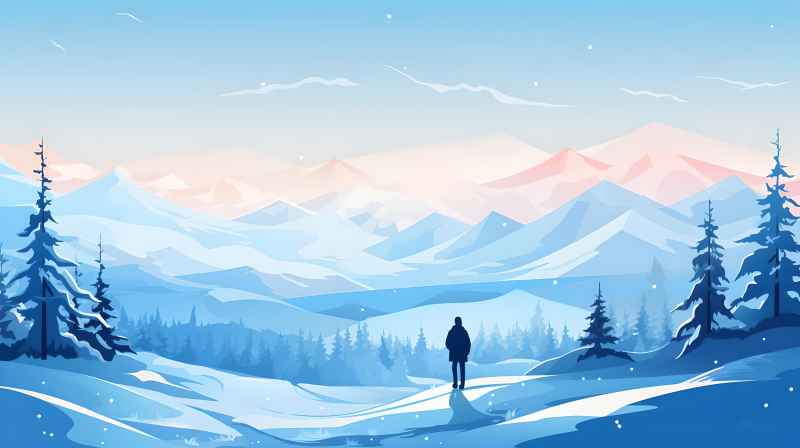 冬季唯美雪景创业插画 30