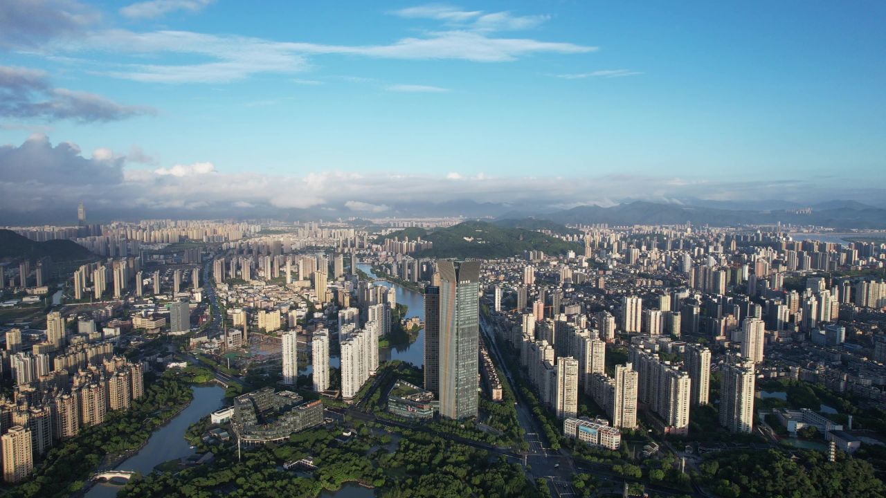 浙江温州城市风光航拍 