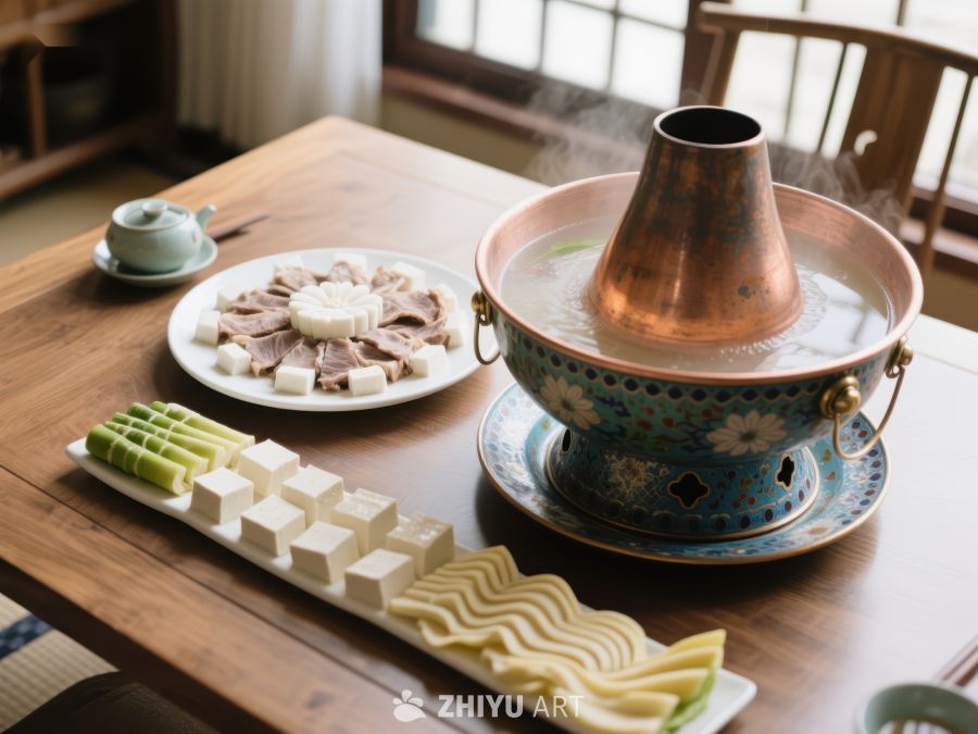 铜锅涮肉，热气腾腾的美食体验 738