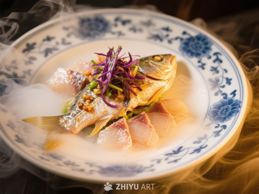 精致鱼肴，烟雾缭绕的美食呈现 565