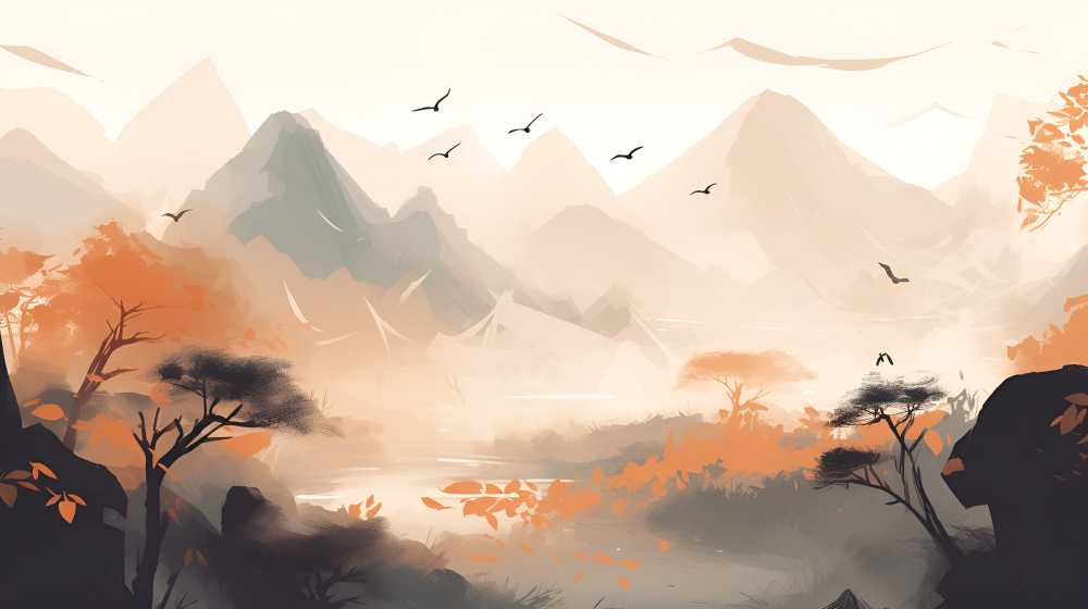 远处景色雾山峰