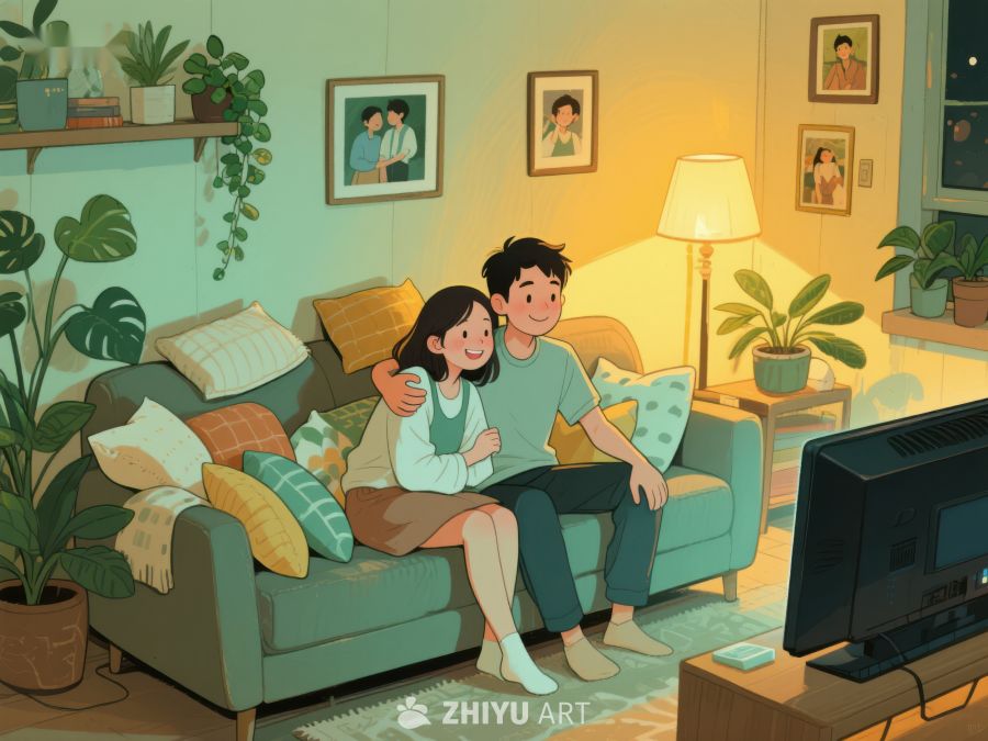 温馨客厅中的情侣时光 722
