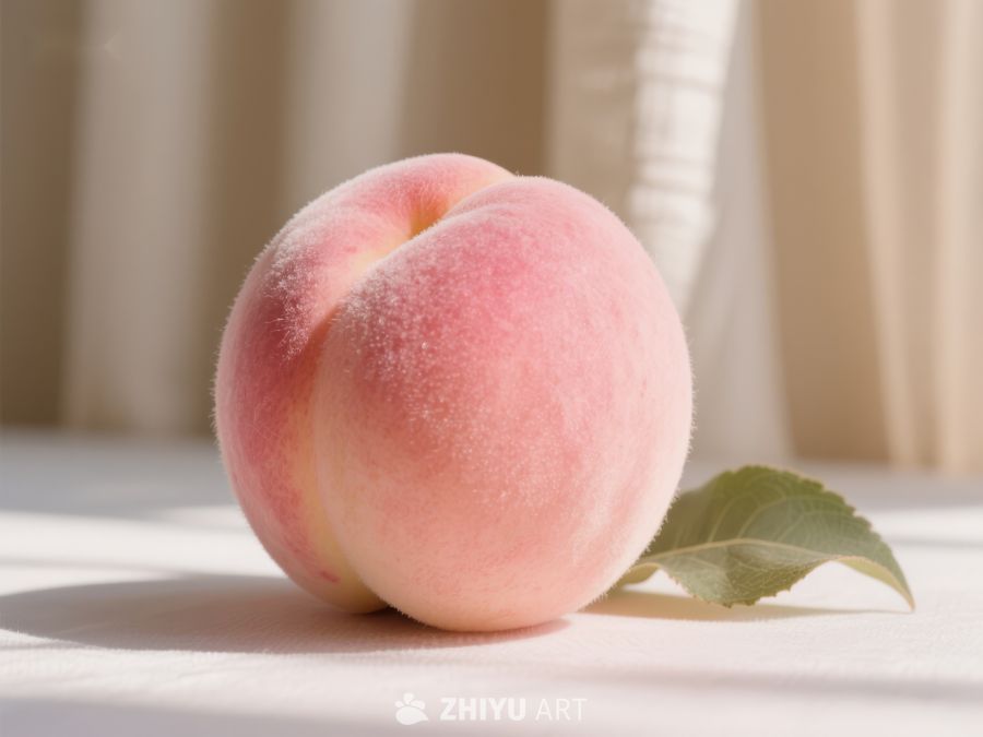 新鲜桃子与绿叶静物图 731