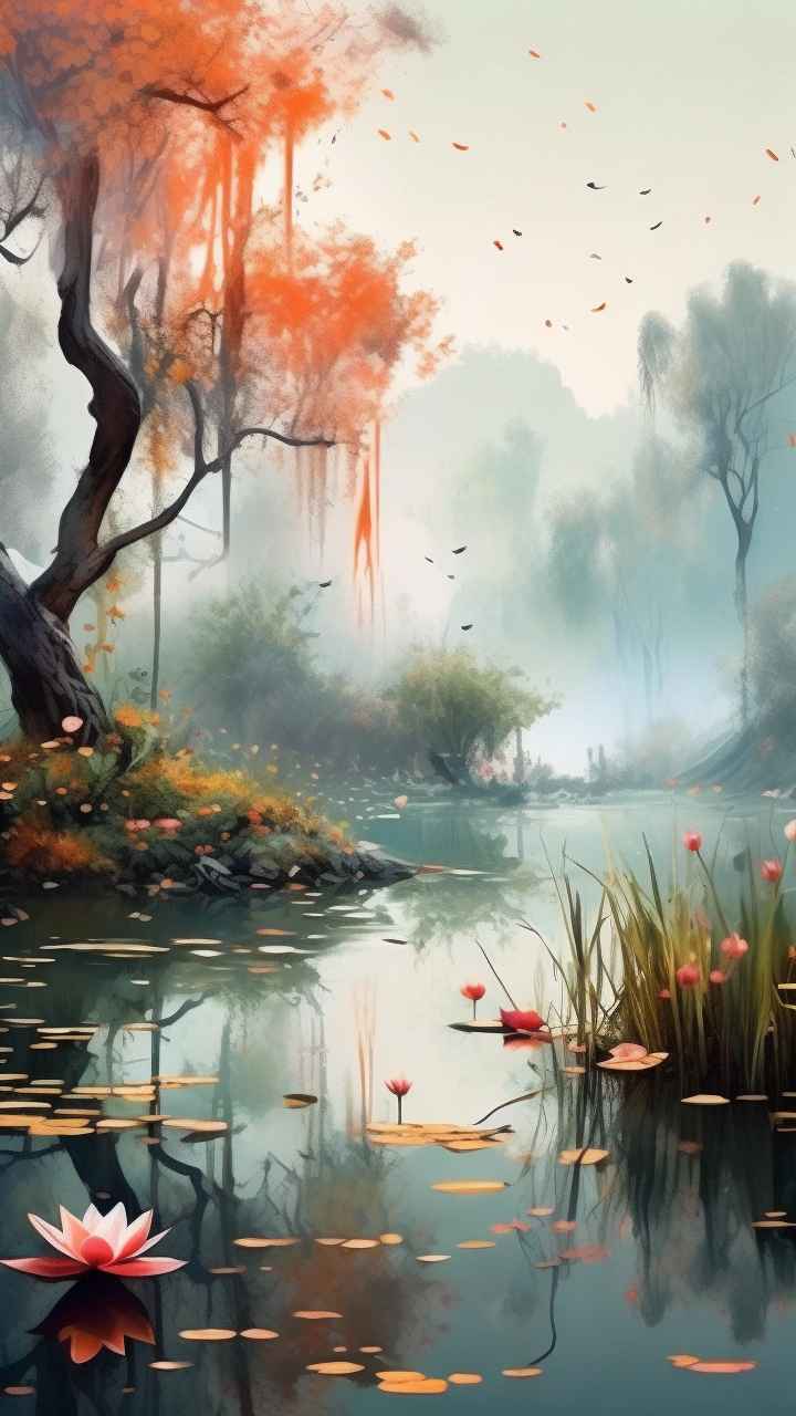 国风水墨山水画简约风格插画 91