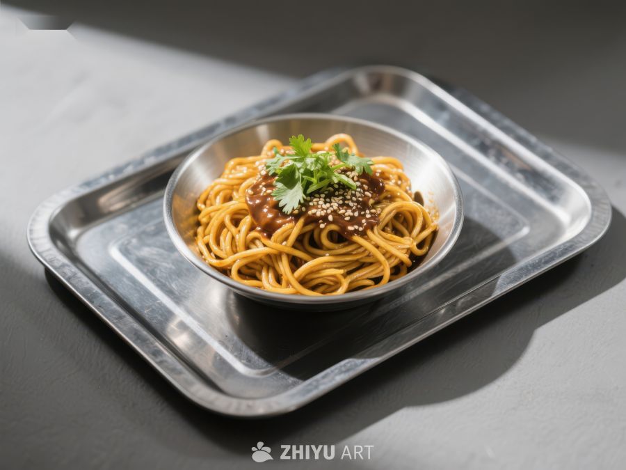 香辣面条配芝麻与香菜 1267