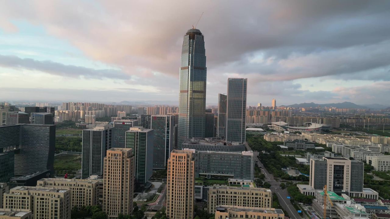 航拍台州天盛中心金融中心