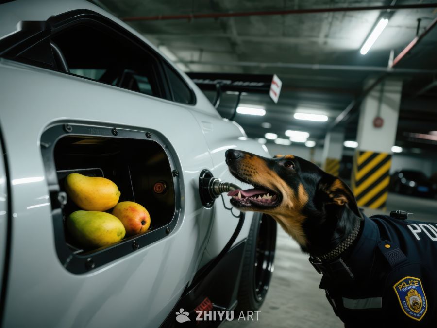 警犬检查车辆油箱内的水果 219