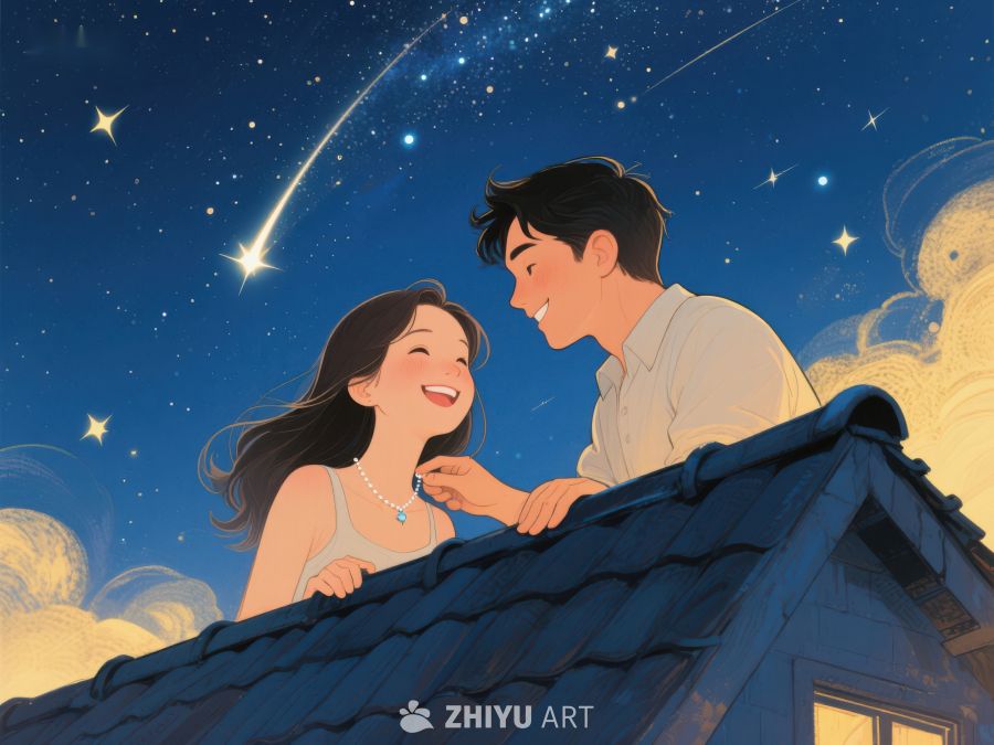 屋顶夜空下的浪漫时刻 861