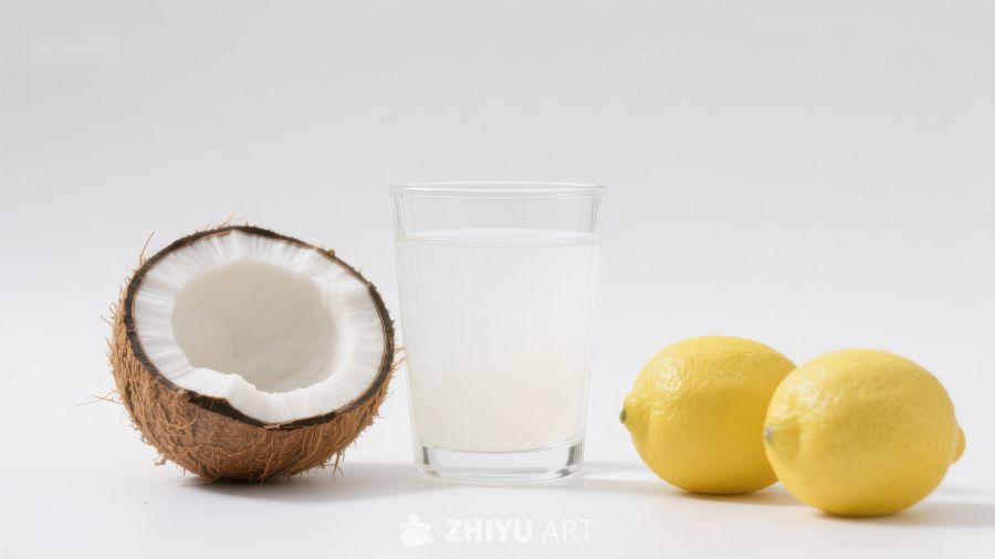 椰子柠檬与椰奶饮品
