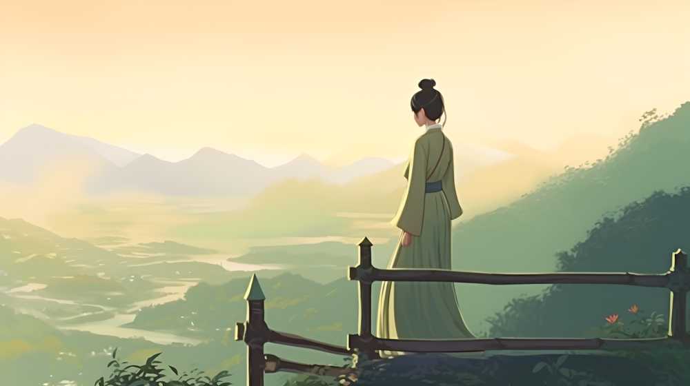 一个人站在高出看见夏季
