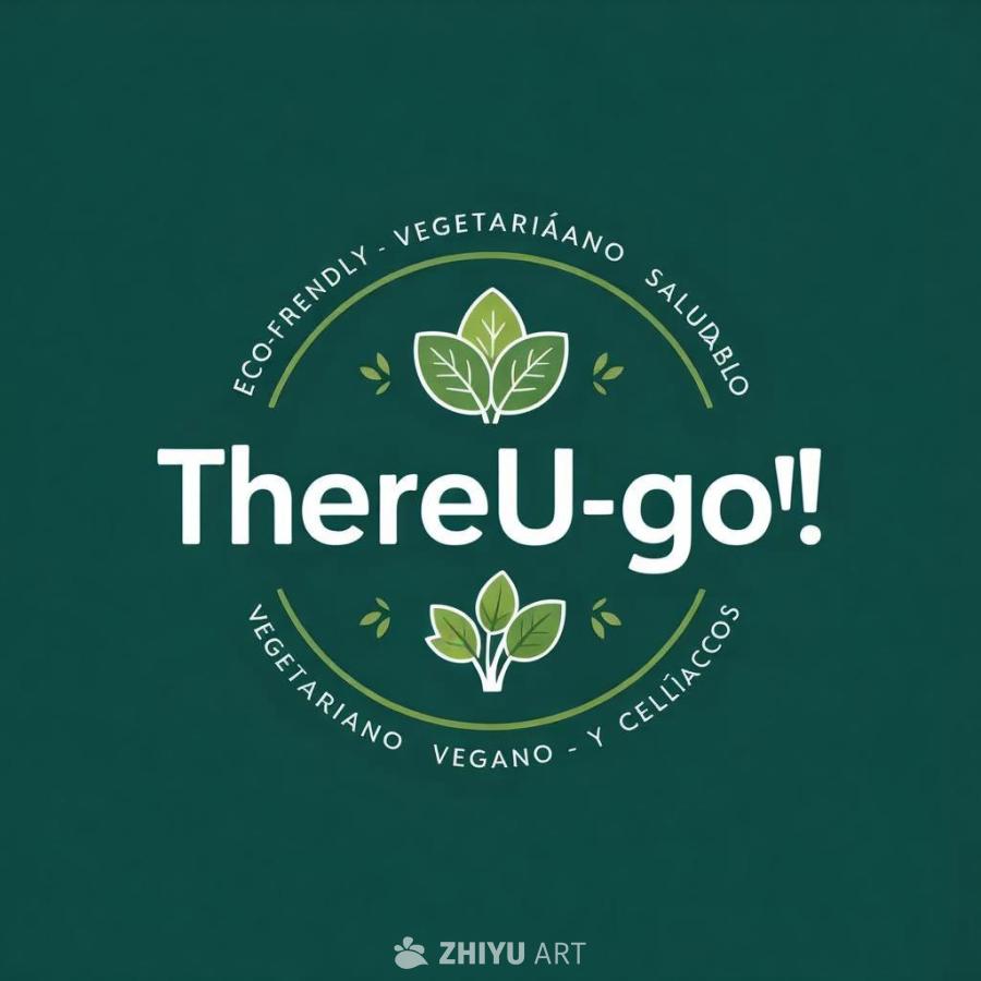 标志以深绿色为背景，中心是白色的“ThereU-g