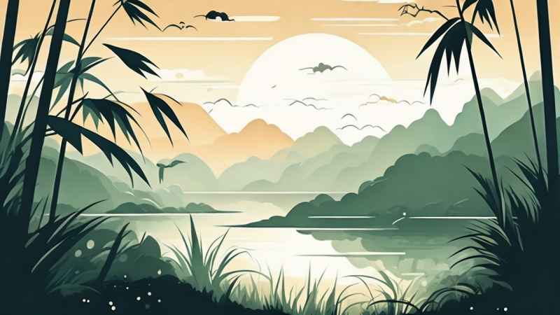 绿竹水墨插画背景图 42
