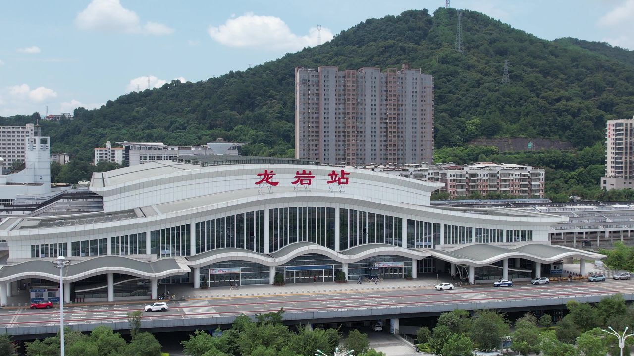 福建龙岩火车站龙岩站航拍