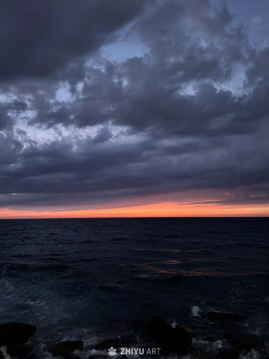 夕阳海