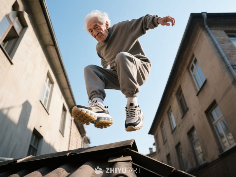 老人屋顶跳跃瞬间 472