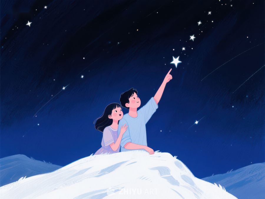 夜空下，两人共赏流星 1031